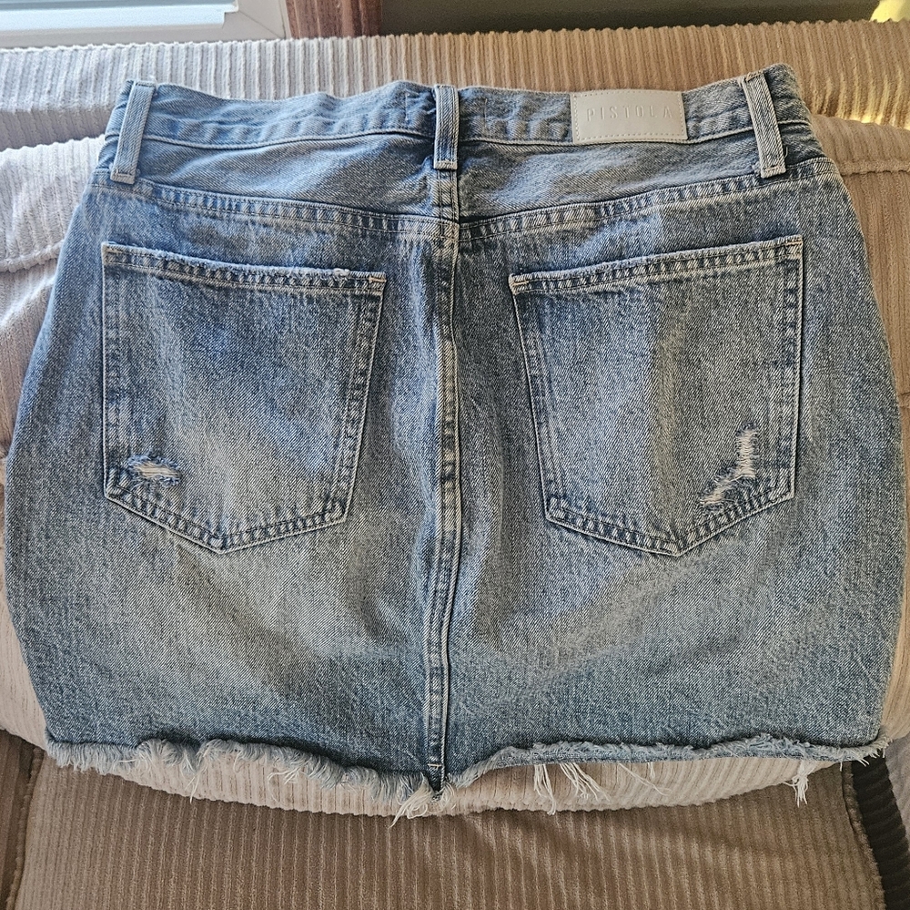 Pistola Frayed Hem Mini Skirt - Light Blue